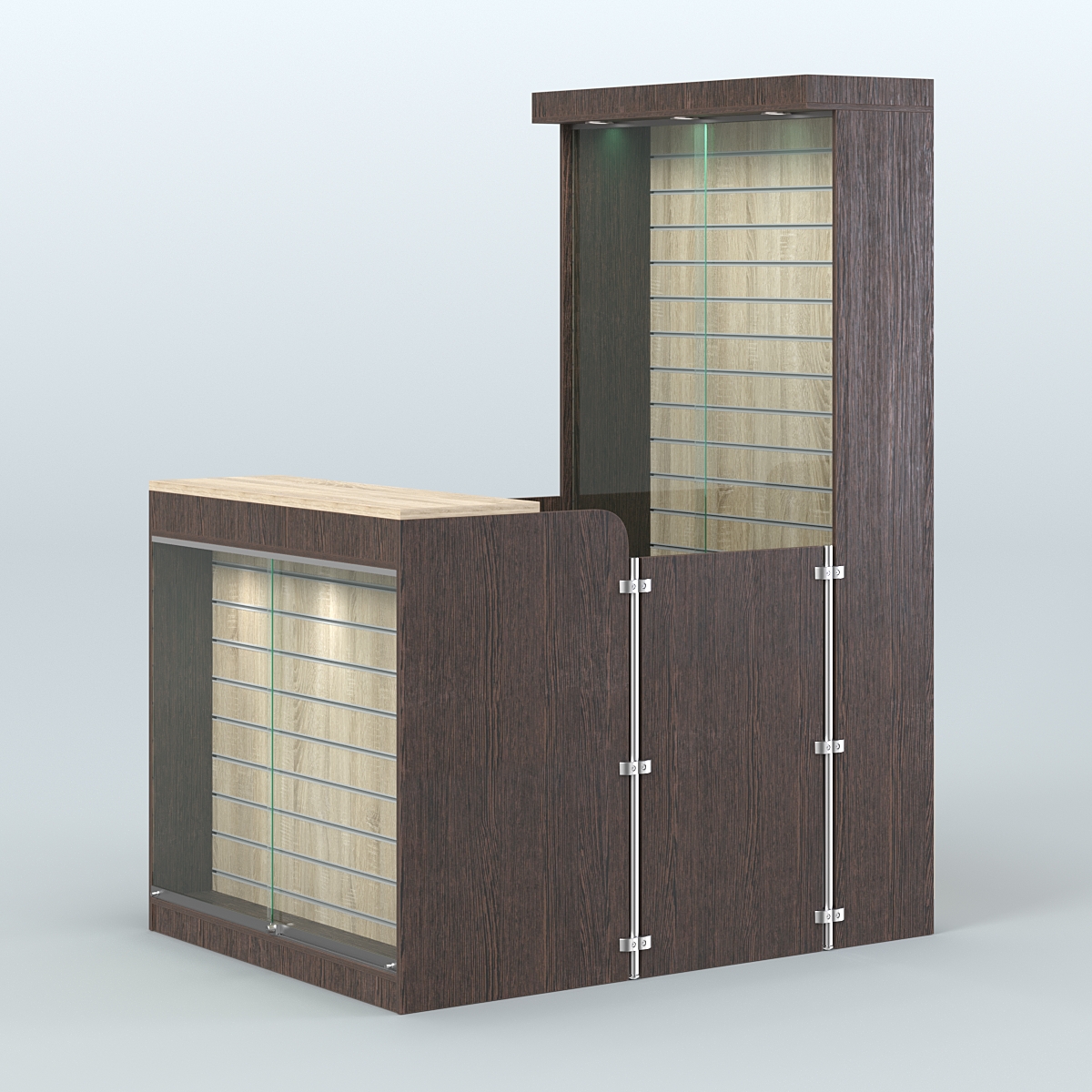 Мини павильон для торговли оборудованный эко-панелями СЛОТ №12 (2 кв.м) Дуб Венге и Дуб Сонома