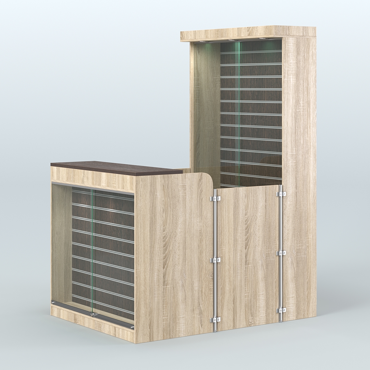 Мини павильон для торговли оборудованный эко-панелями СЛОТ №12 (2 кв.м) Дуб Сонома + Дуб Венге