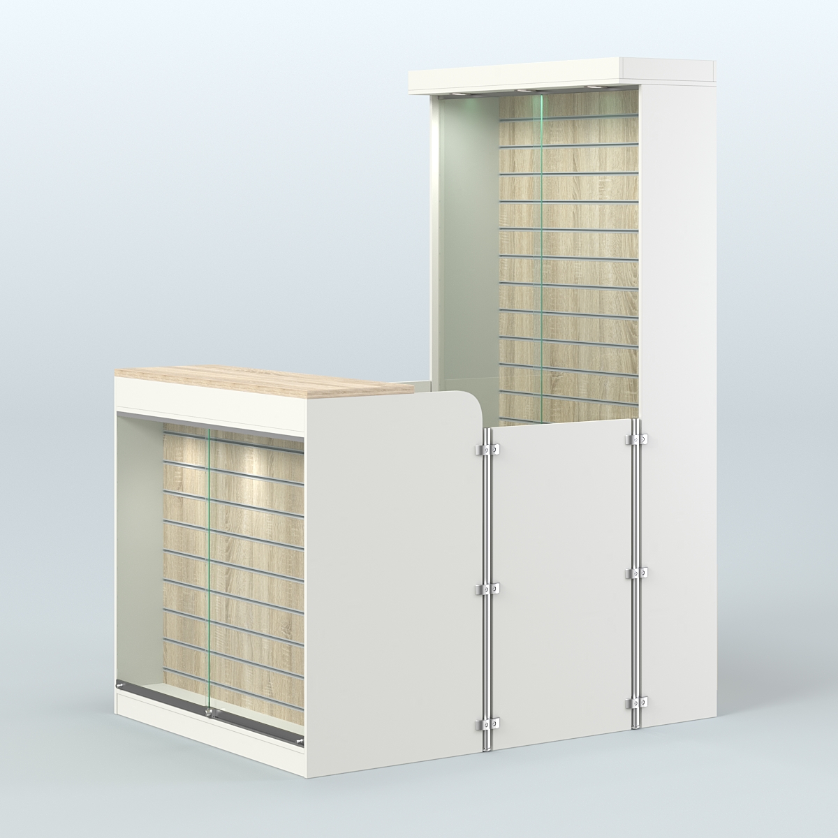 Мини павильон для торговли оборудованный эко-панелями СЛОТ №12 (2 кв.м) Белый + Дуб Сонома