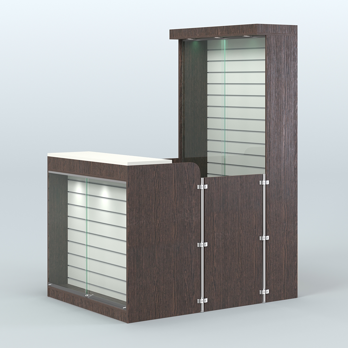 Мини павильон для торговли оборудованный эко-панелями СЛОТ №12 (2 кв.м) Дуб Венге + Белый