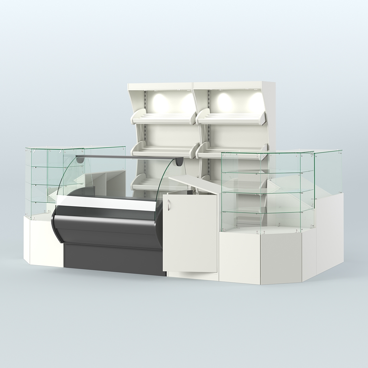 Пристенный небольшой павильон для торговли хлебом и выпечкой №1 Белый