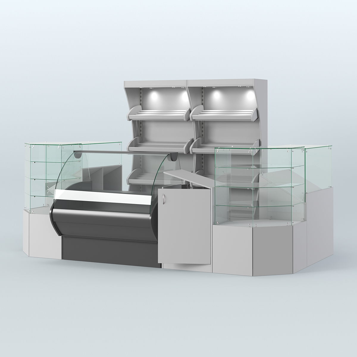 Пристенный небольшой павильон для торговли хлебом и выпечкой №1 Серый