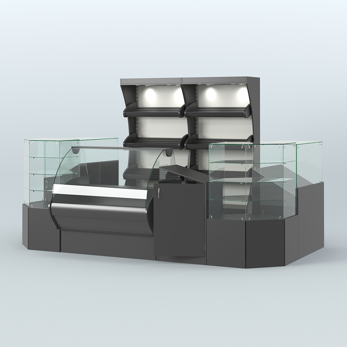 Пристенный небольшой павильон для торговли хлебом и выпечкой №1 Черный и Белый