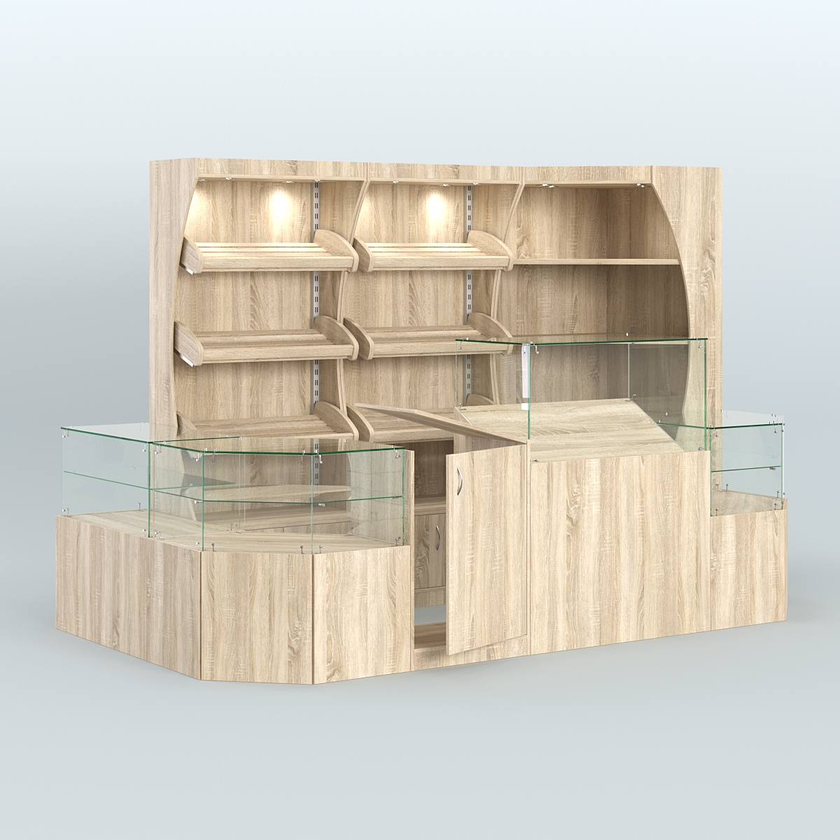 Угловой павильон для небольшого магазина по продаже хлеба и выпечки №2 Дуб сонома