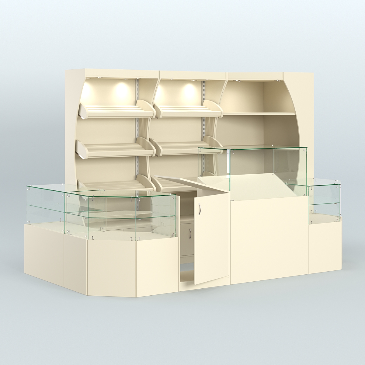 Угловой павильон для небольшого магазина по продаже хлеба и выпечки №2 Крем Вайс