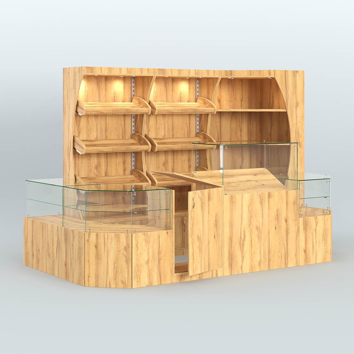 Угловой павильон для небольшого магазина по продаже хлеба и выпечки №2 Дуб Золотистый