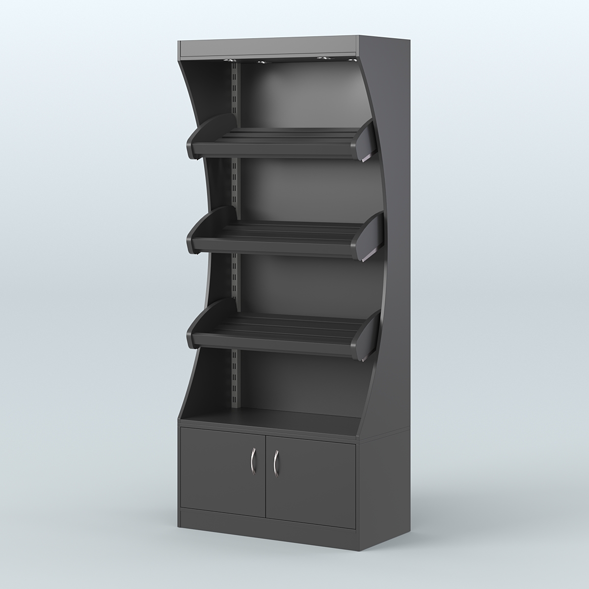 Стеллаж высокий пристенный с деревянными полками для хлебной лавки ХЛ-1 Черный