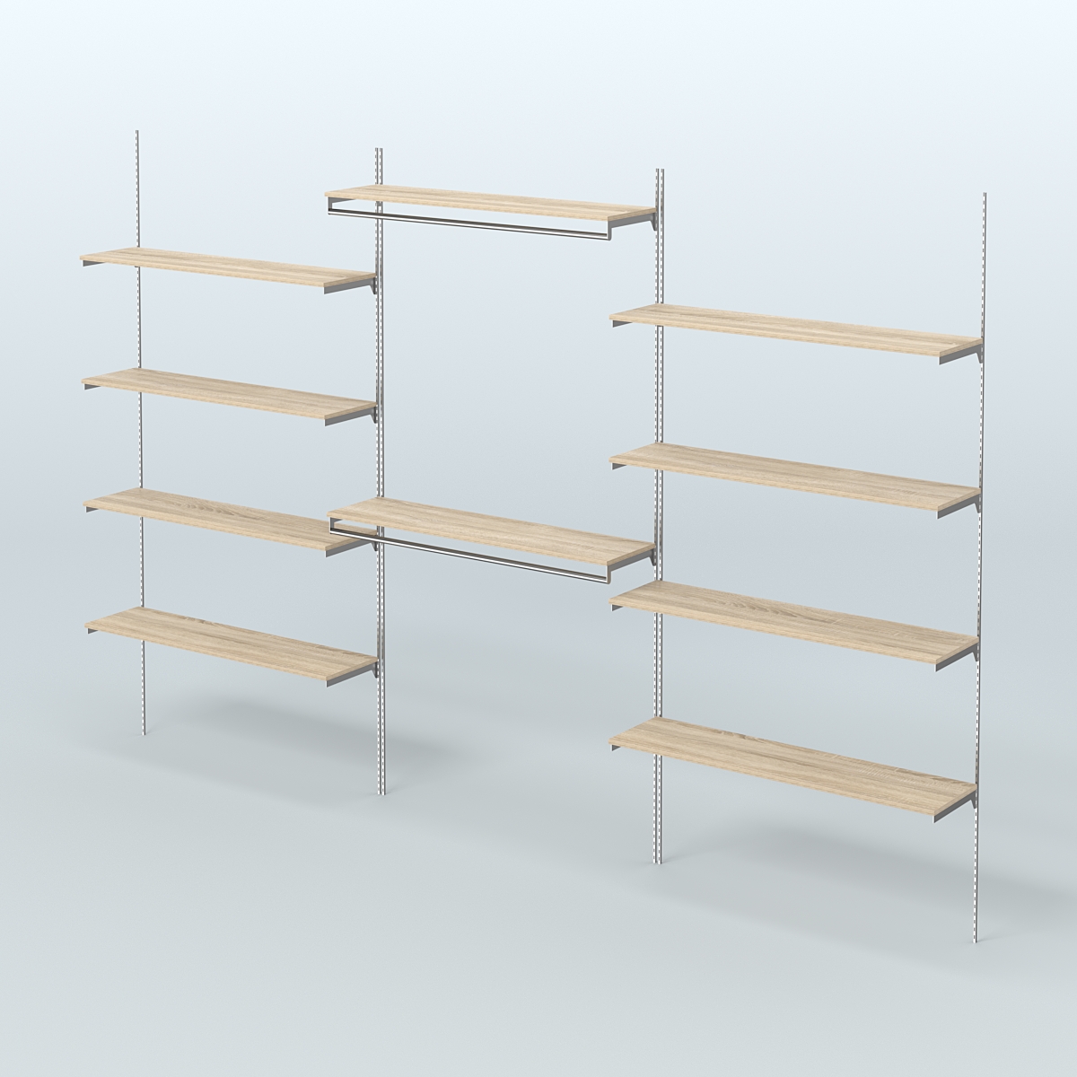 Neo Fix №7(С) система настенная с выносными поручнями и полками из ДСП (3600 мм) Дуб Сонома