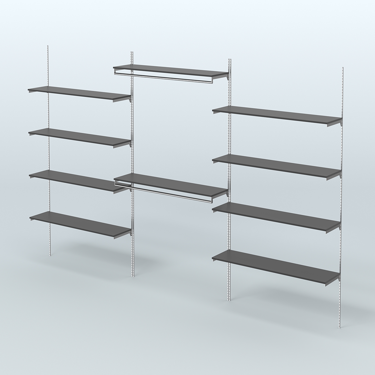 Neo Fix №7(С) система настенная с выносными поручнями и полками из ДСП (3600 мм) Черный