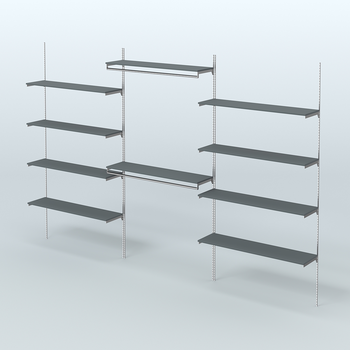 Neo Fix №7(С) система настенная с выносными поручнями и полками из ДСП (3600 мм) Темно-Серый