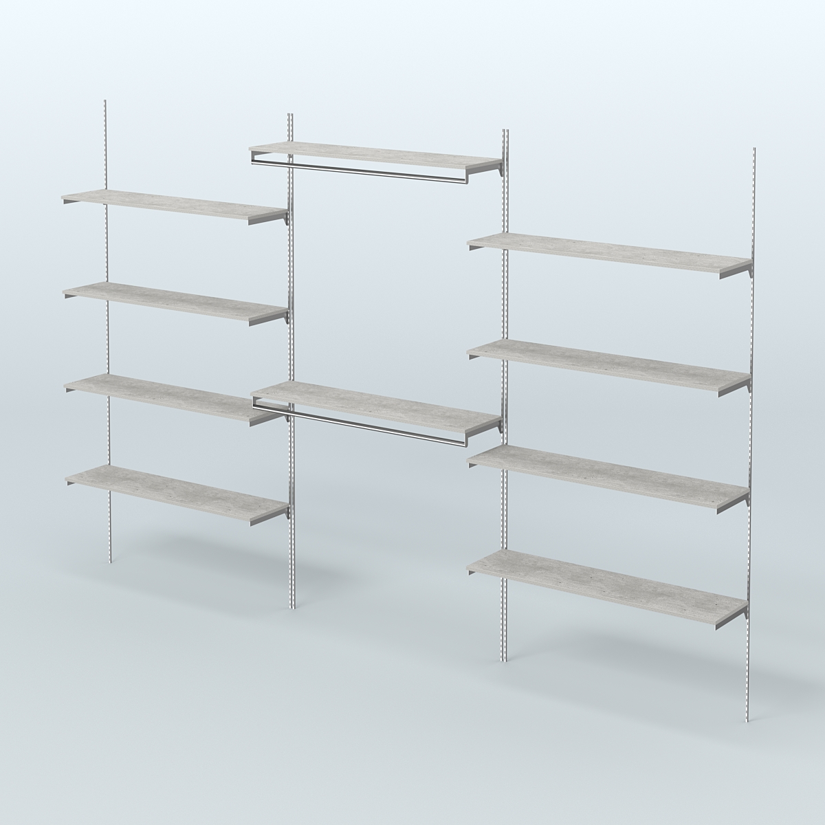 Neo Fix №7(С) система настенная с выносными поручнями и полками из ДСП (3600 мм) Метрополитан Грей