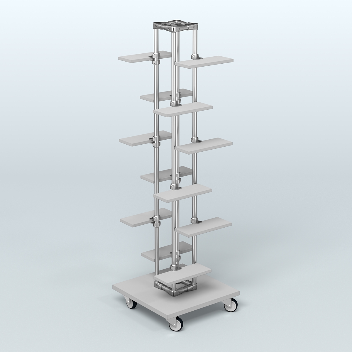 Торговый стенд для обуви с полками ДСП ЛЕСЕНКА №1-1 Серый