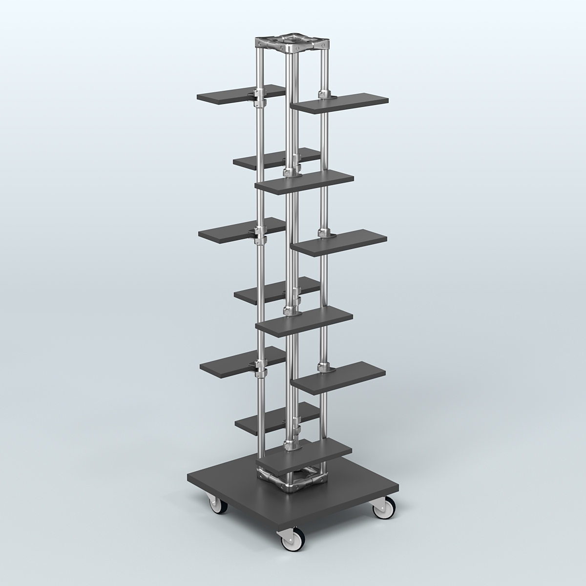 Торговый стенд для обуви с полками ДСП ЛЕСЕНКА №1-1 Черный