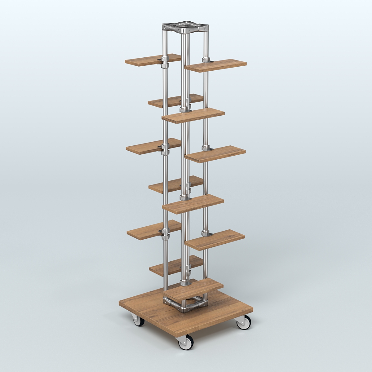 Торговый стенд для обуви с полками ДСП ЛЕСЕНКА №1-1 Орех