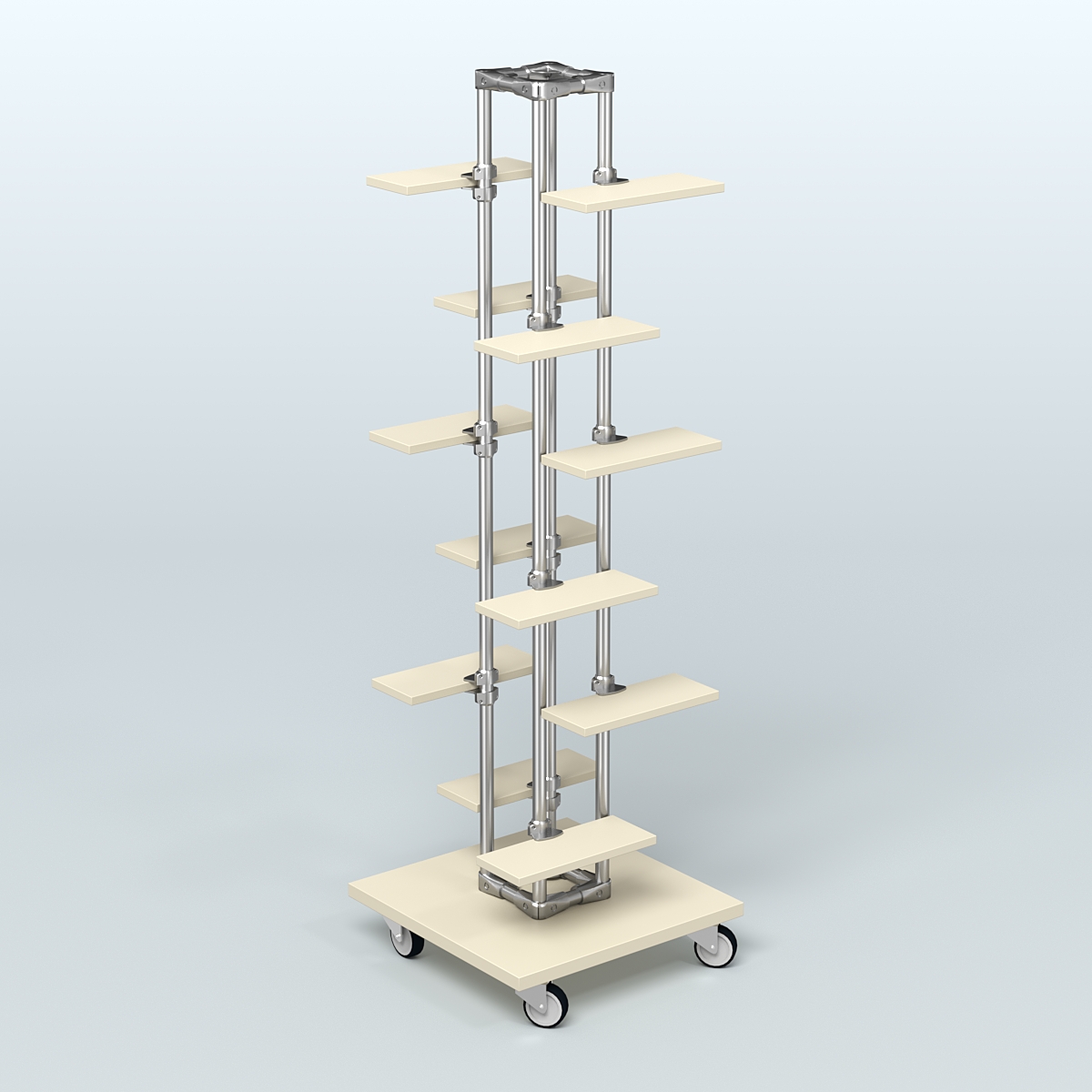 Торговый стенд для обуви с полками ДСП ЛЕСЕНКА №1-1 Крем Вайс