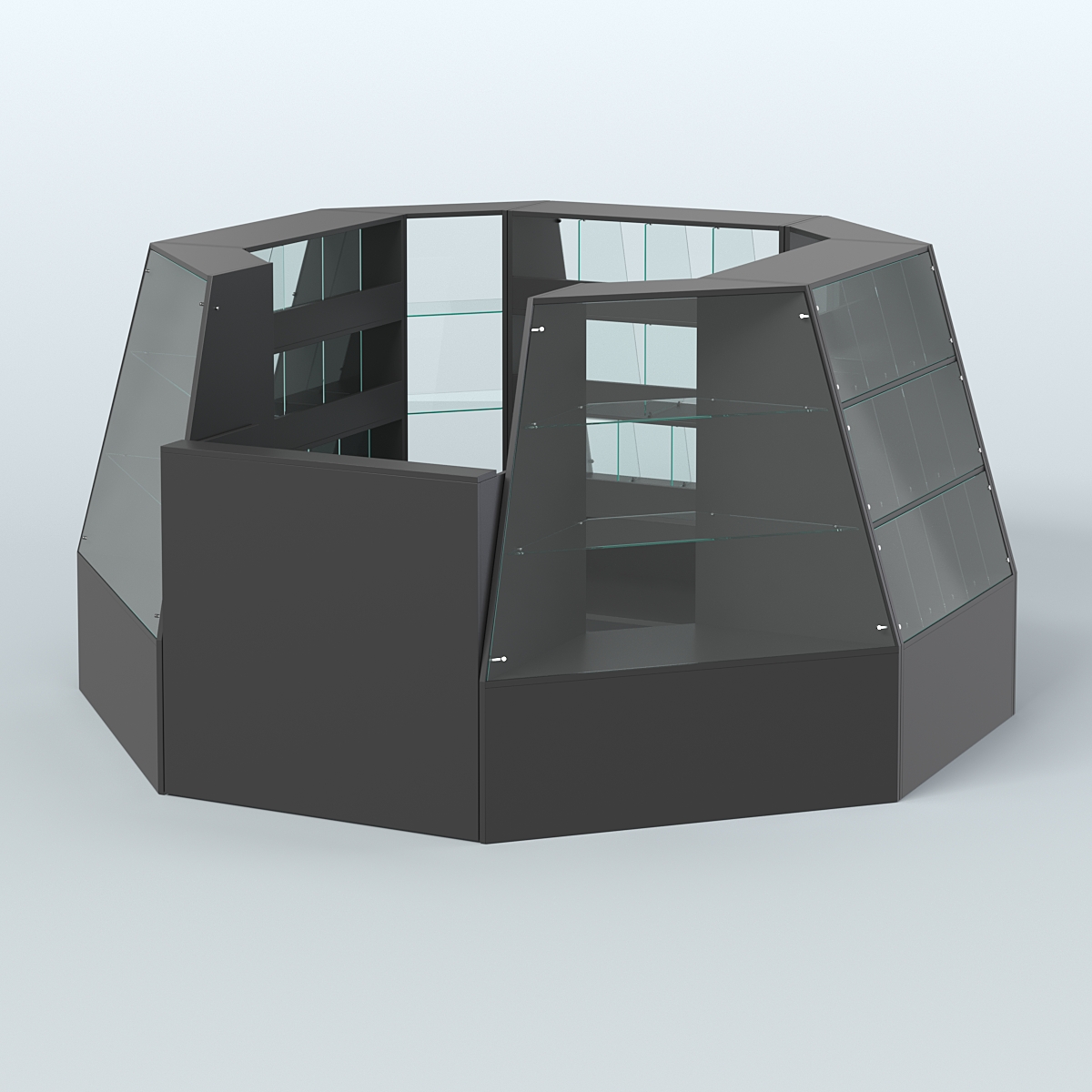 Торговый островок малый со стеклянными разделителями для продажи конфет и орехов на 39 ячеек №1-1 (4,94 кв.м) Черный