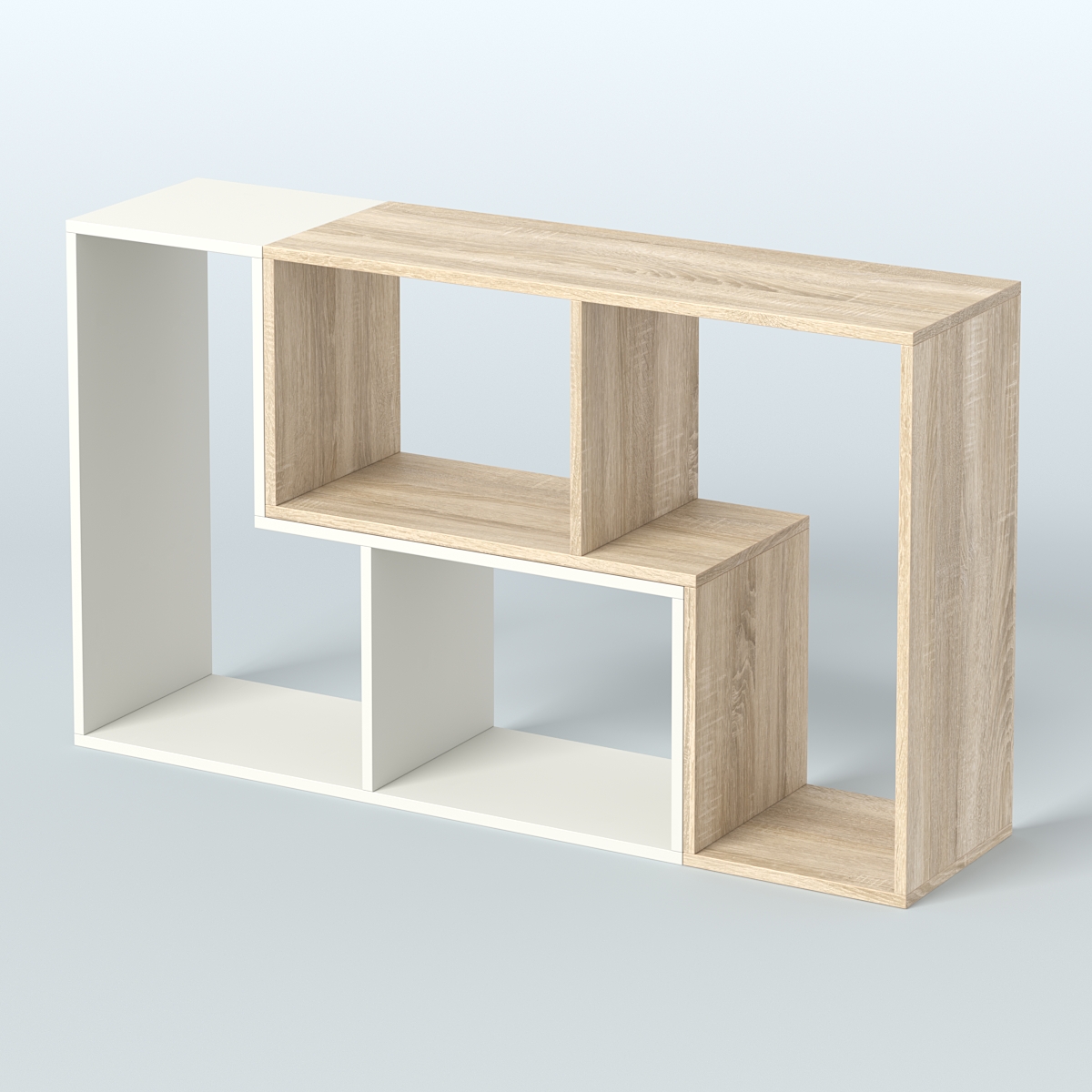 Торговый стеллаж Лофт №1 малый двухмодульный Белый + Дуб Сонома