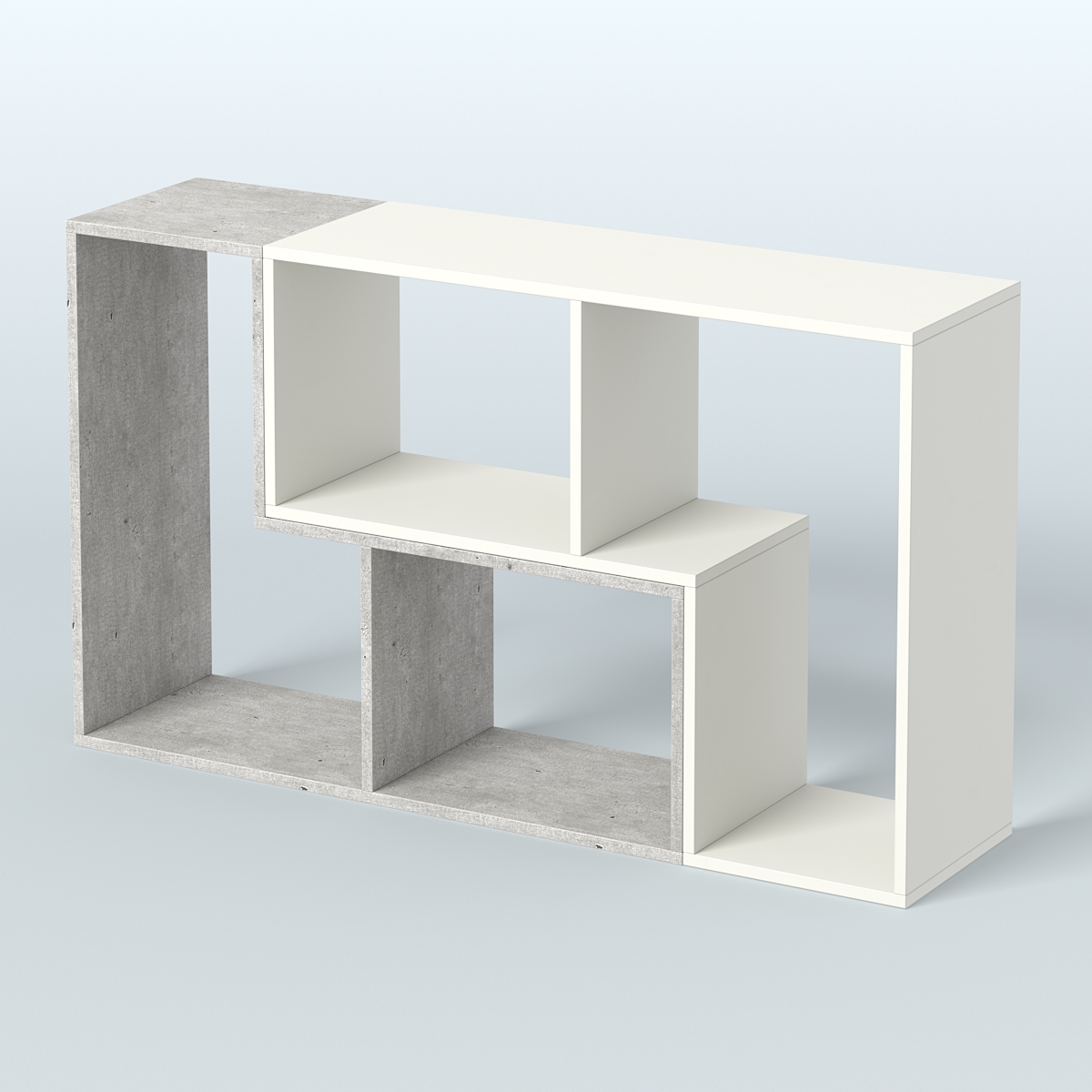 Торговый стеллаж Лофт №1 малый двухмодульный Метрополитан Грей + Белый