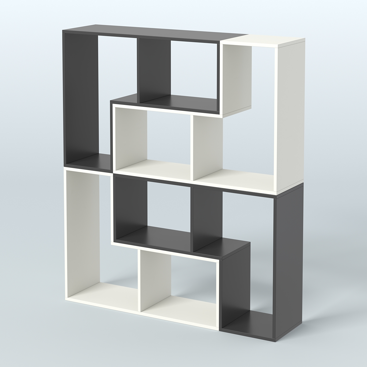 Торговый стеллаж Лофт №2 средний четырех- модульный Белый и Черный