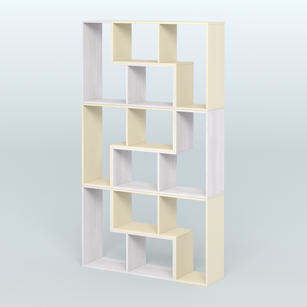 Высокий торговый стеллаж Лофт №3 шестимодульный Ясень Анкор светлый и Крем Вайс