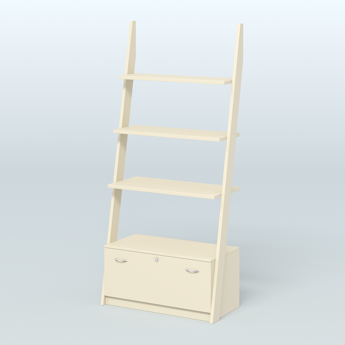 Торговая пристенная стойка ЛОФТ №2-950 с тремя полками и тумбой Т-16 Крем Вайс