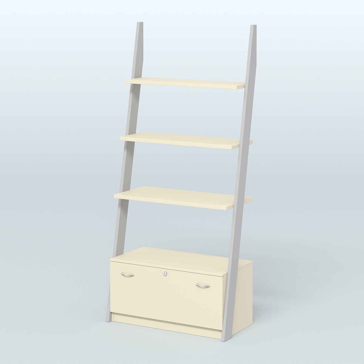 Торговая пристенная стойка ЛОФТ №2-950 с тремя полками и тумбой Т-16 Серый + Крем Вайс