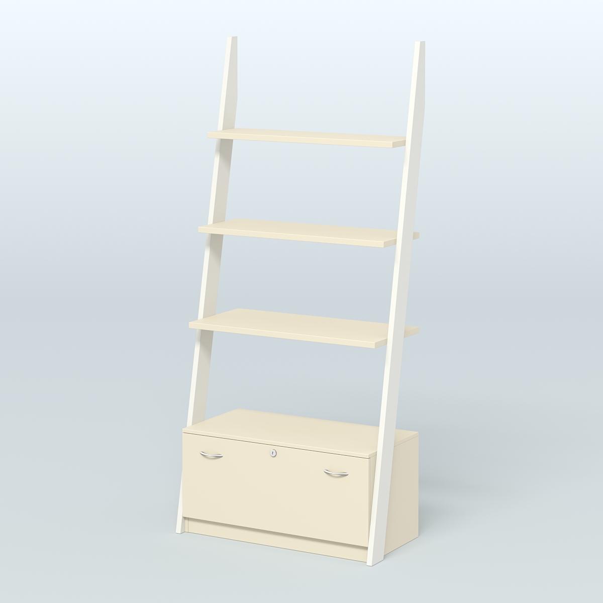 Торговая пристенная стойка ЛОФТ №2-950 с тремя полками и тумбой Т-16 Белый + Крем Вайс