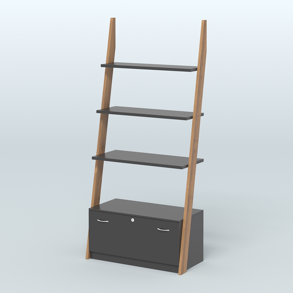 Торговая пристенная стойка ЛОФТ №2-950 с тремя полками и тумбой Т-16 Орех + Черный