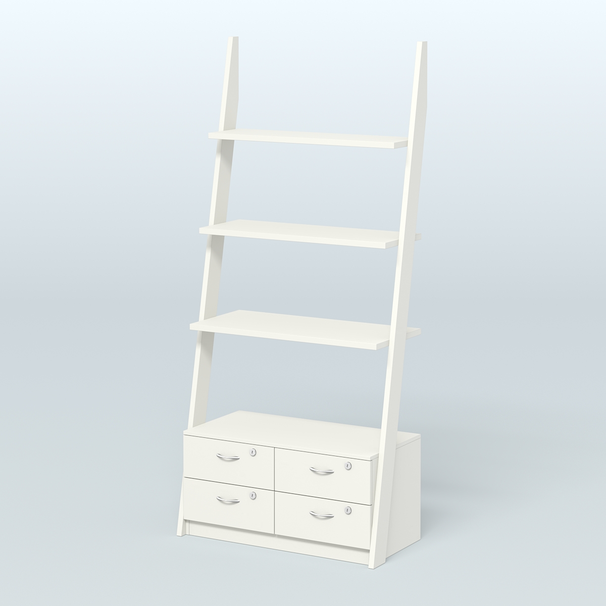 Торговая пристенная стойка ЛОФТ №2-950 с тумбой Т-19 под четыре ящика Белый