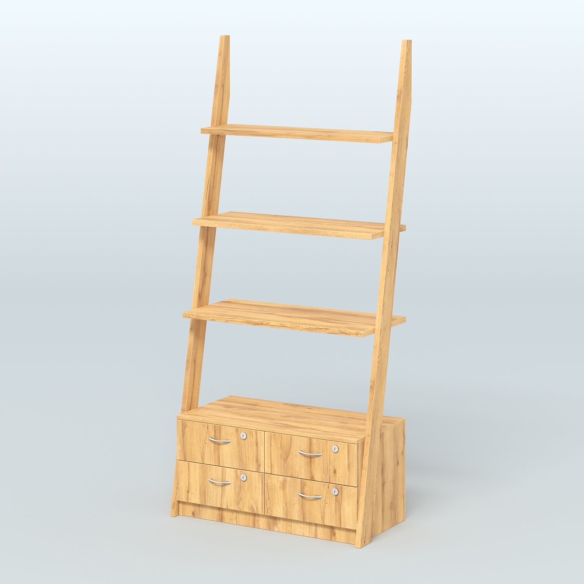 Торговая пристенная стойка ЛОФТ №2-950 с тумбой Т-19 под четыре ящика Дуб Золотистый