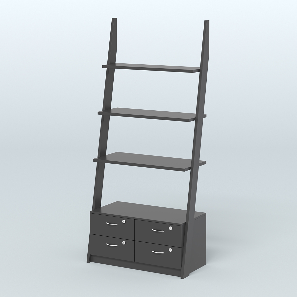 Торговая пристенная стойка ЛОФТ №2-950 с тумбой Т-19 под четыре ящика Черный