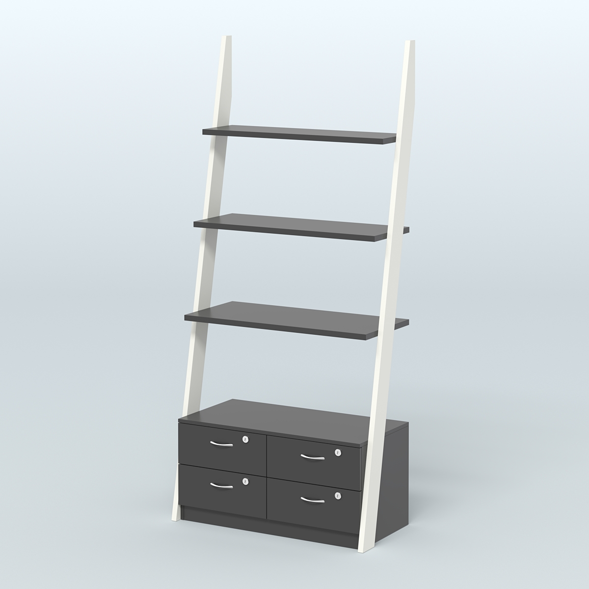 Торговая пристенная стойка ЛОФТ №2-950 с тумбой Т-19 под четыре ящика Белый и Черный