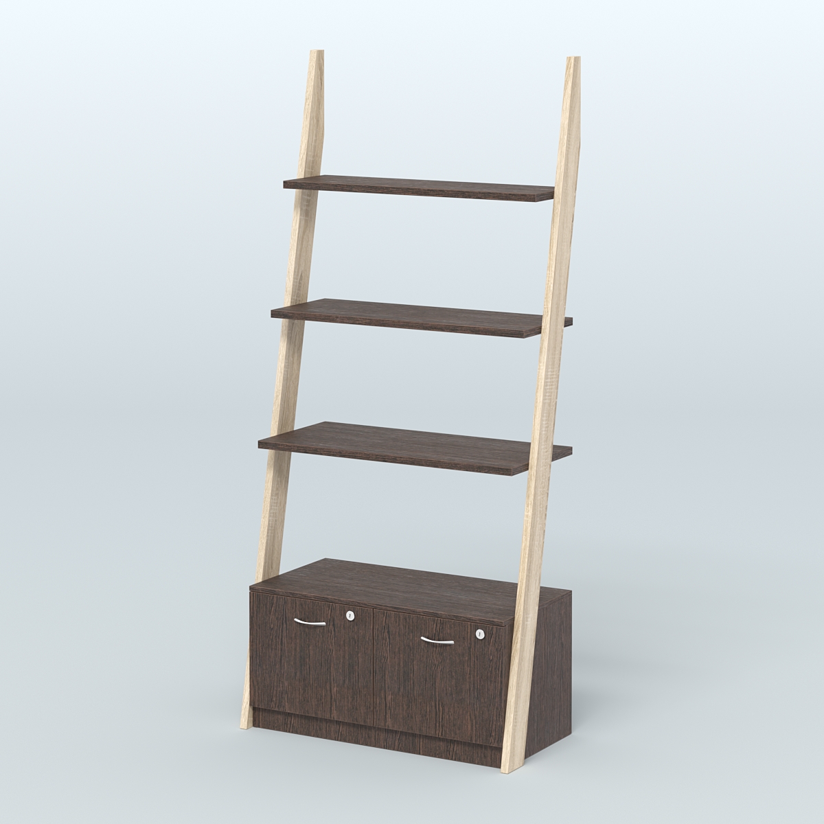 Торговая пристенная стойка ЛОФТ №2-950 с накопителем под два ящика Т-20 Дуб Сонома + Дуб Венге