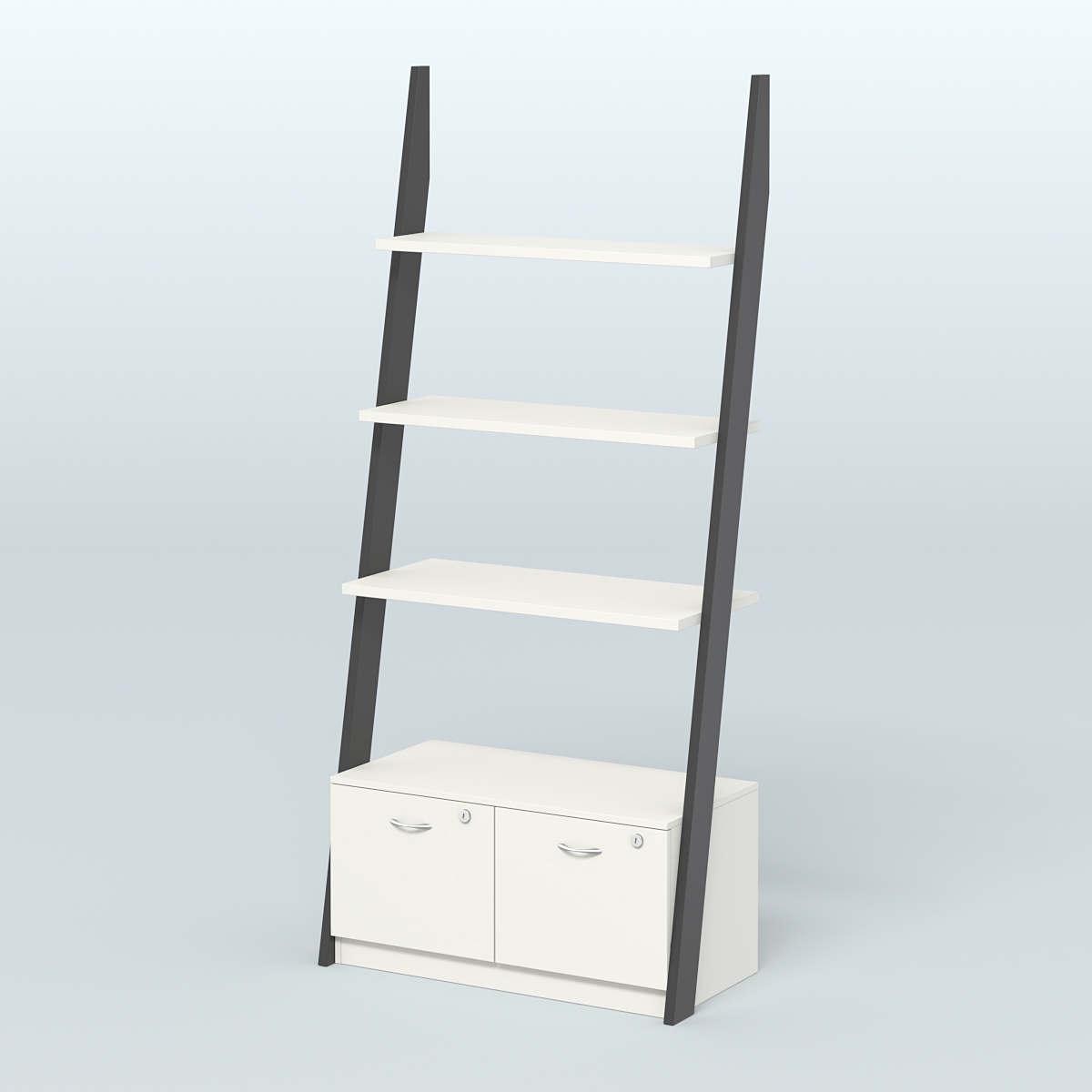 Торговая пристенная стойка ЛОФТ №2-950 с накопителем под два ящика Т-20 Черный + Белый