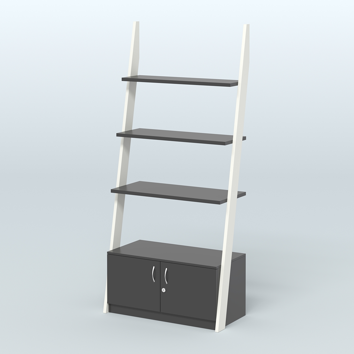 Торговая пристенная стойка ЛОФТ №2-950 с тумбой и распашными дверьми Т-25 Белый и Черный