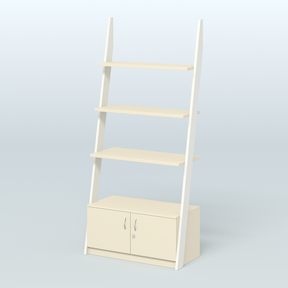 Торговая пристенная стойка ЛОФТ №2-950 с тумбой и распашными дверьми Т-25 Белый + Крем Вайс