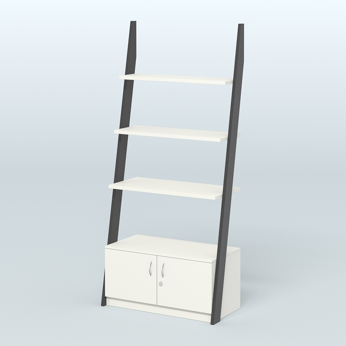 Торговая пристенная стойка ЛОФТ №2-950 с тумбой и распашными дверьми Т-25 Черный + Белый