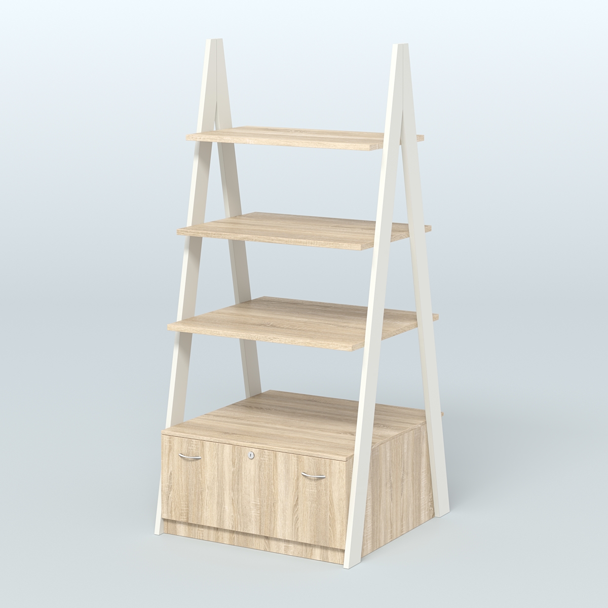 Торговая двусторонняя стойка ЛОФТ №4-950 с двумя тумбами Т-16 Белый + Дуб Сонома