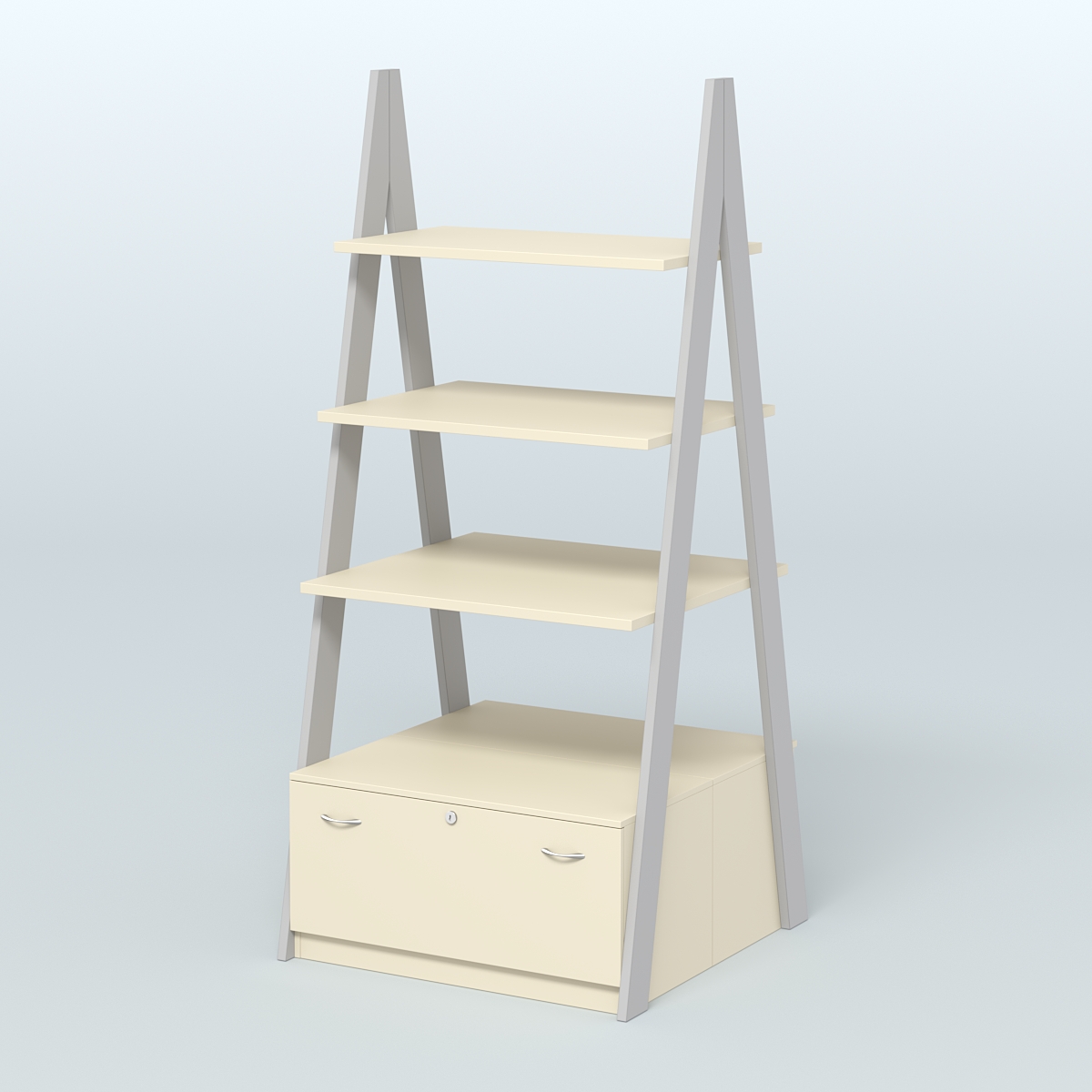 Торговая двусторонняя стойка ЛОФТ №4-950 с двумя тумбами Т-16 Серый + Крем Вайс