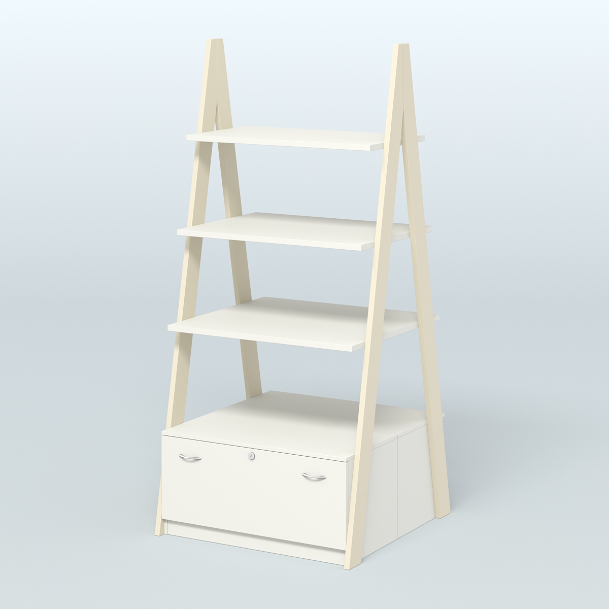 Торговая двусторонняя стойка ЛОФТ №4-950 с двумя тумбами Т-16 Крем Вайс + Белый