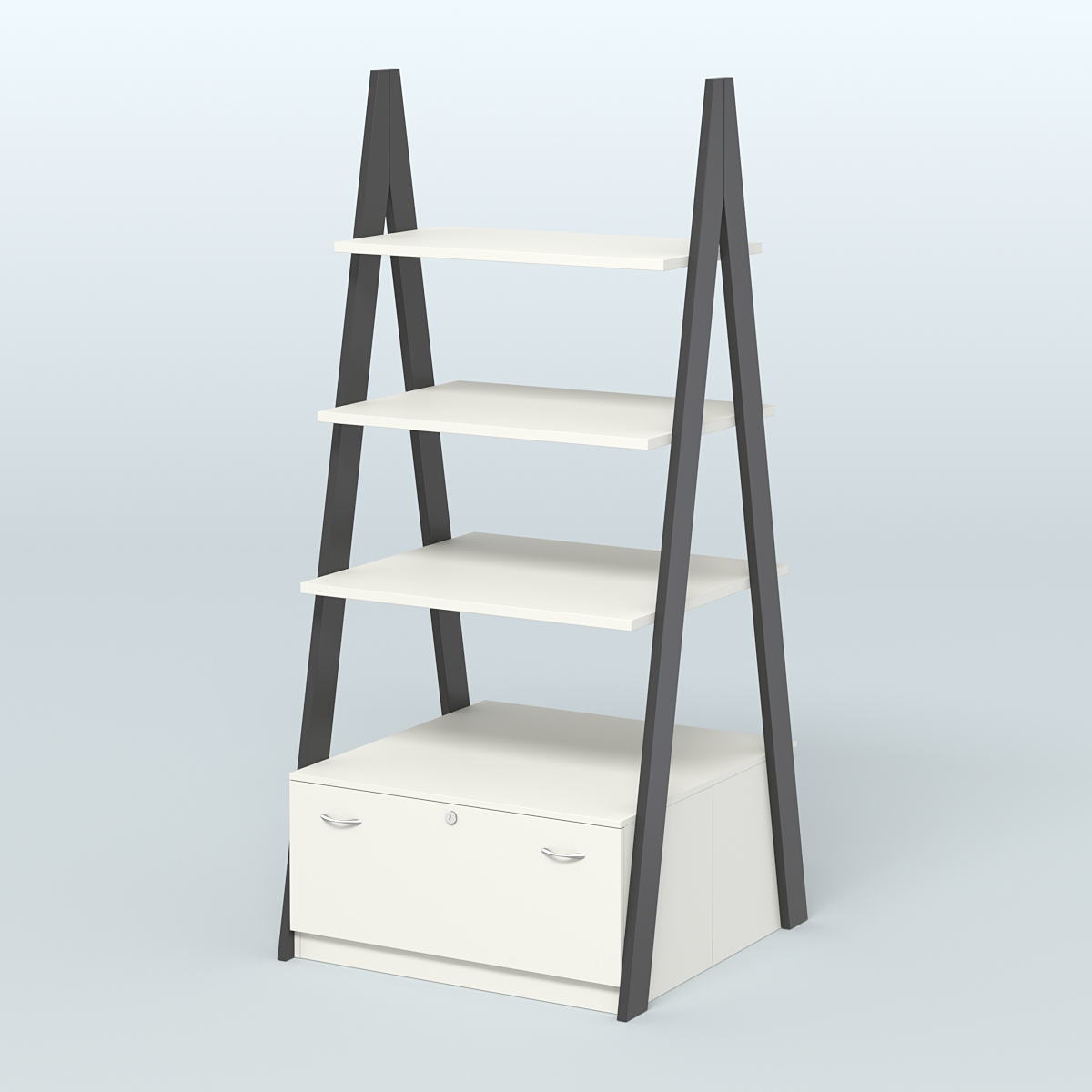 Торговая двусторонняя стойка ЛОФТ №4-950 с двумя тумбами Т-16 Черный + Белый