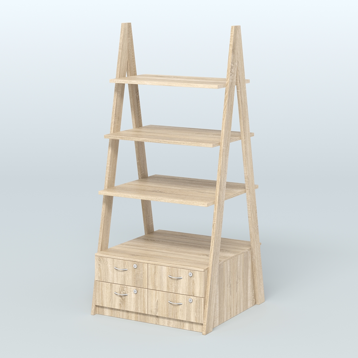 Торговая двусторонняя стойка ЛОФТ №4-950 с узкими выдвижными ящиками Дуб Сонома