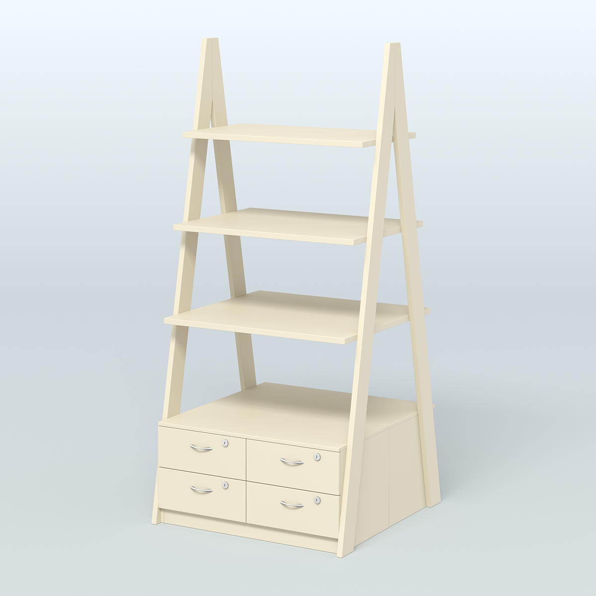 Торговая двусторонняя стойка ЛОФТ №4-950 с узкими выдвижными ящиками Крем Вайс