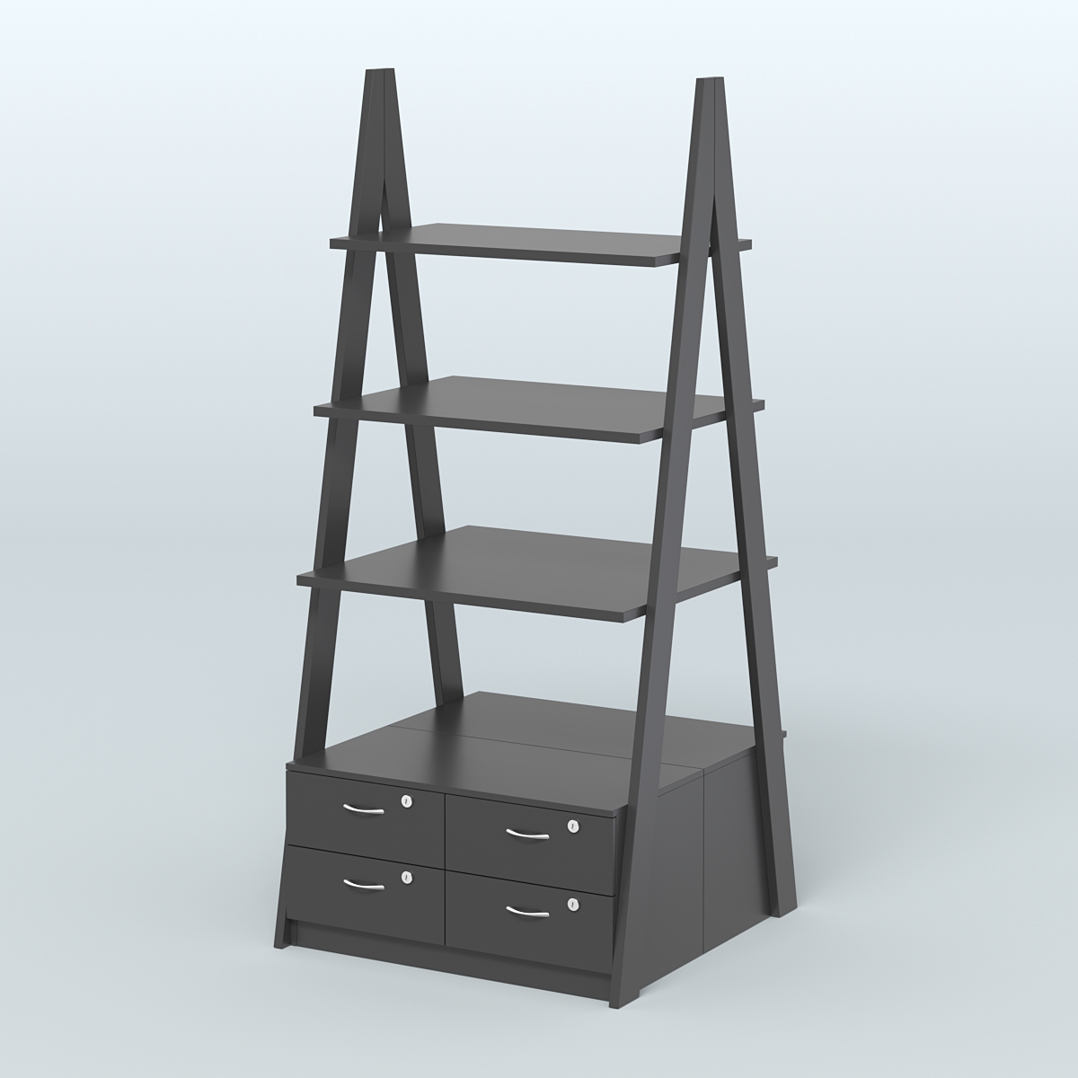 Торговая двусторонняя стойка ЛОФТ №4-950 с узкими выдвижными ящиками Черный