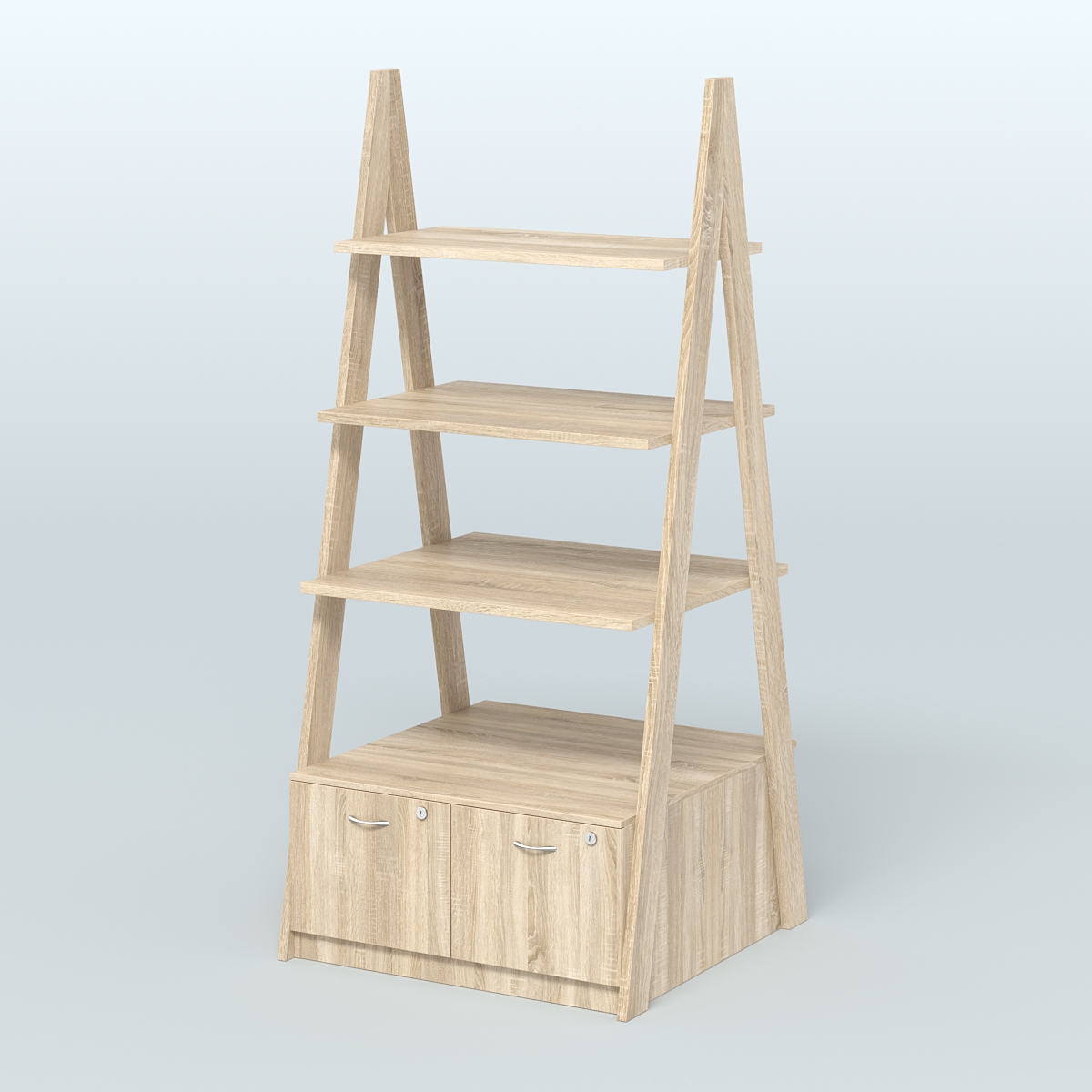 Торговая двусторонняя стойка ЛОФТ №4-950 с глубокими ящиками в накопителе Дуб Сонома