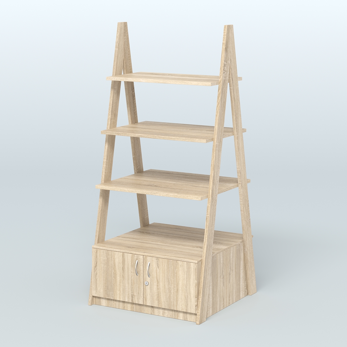 Торговая двусторонняя стойка ЛОФТ №4-950 с распашными дверками в накопителе Дуб Сонома