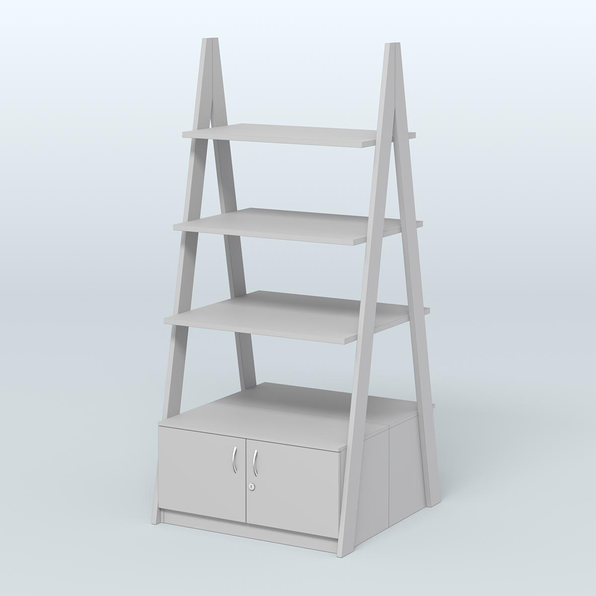 Торговая двусторонняя стойка ЛОФТ №4-950 с распашными дверками в накопителе Серый