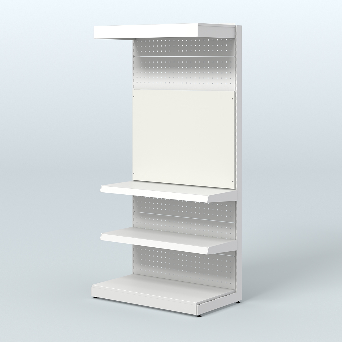 Металлический стеллаж под врезные краны с верхним фризом для магазина разливного пива и рыбы BEER&FISH-МС-2150-2 Белый