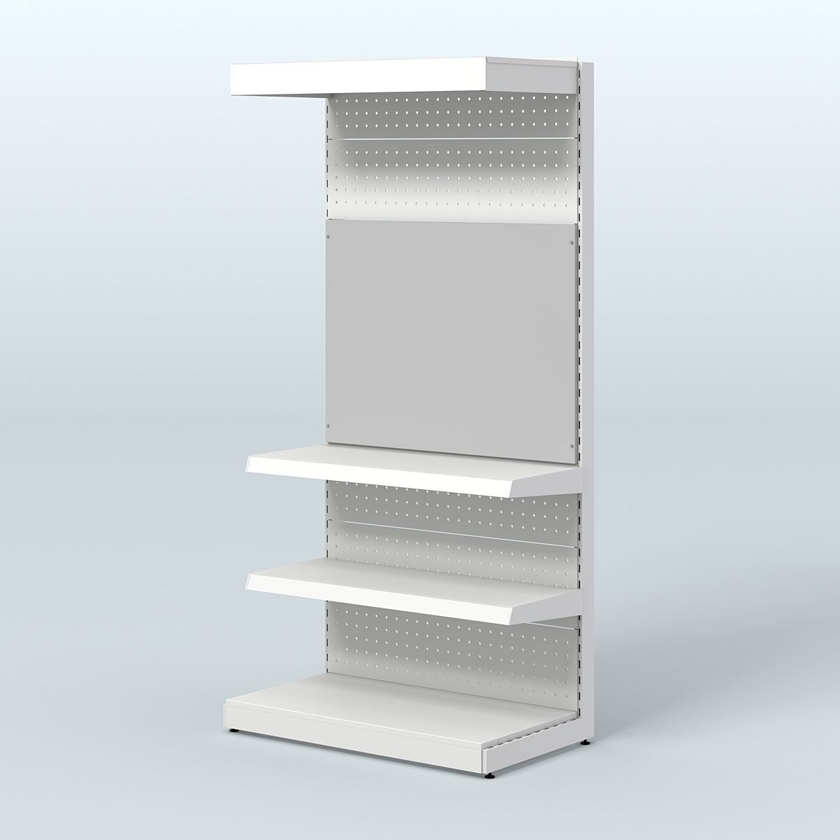 Металлический стеллаж под врезные краны с верхним фризом для магазина разливного пива и рыбы BEER&FISH-МС-2150-2 Серый