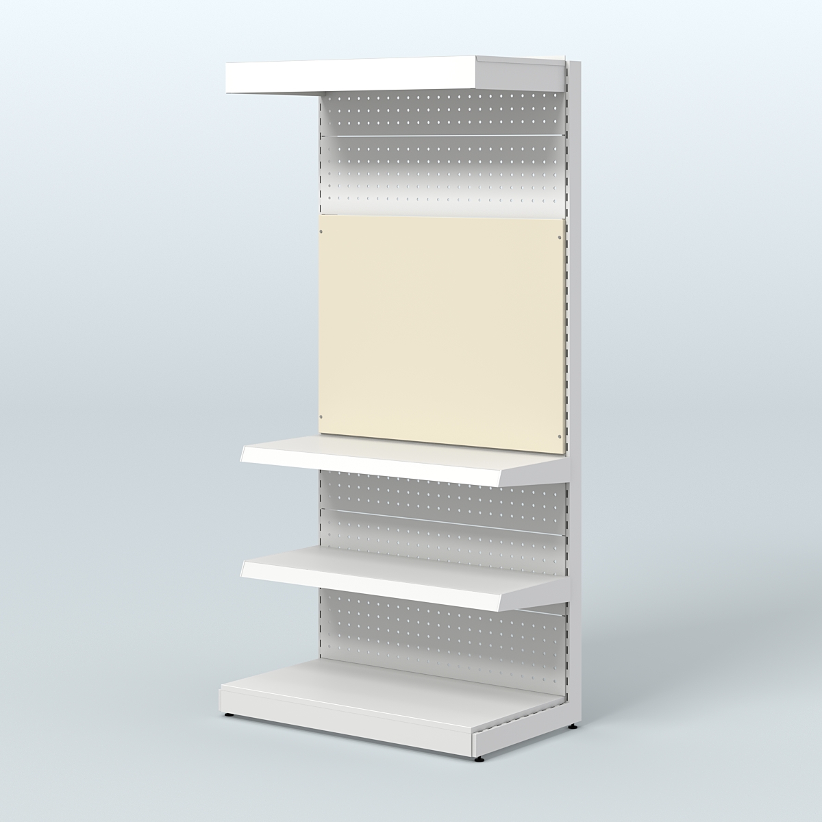 Металлический стеллаж под врезные краны с верхним фризом для магазина разливного пива и рыбы BEER&FISH-МС-2150-2 Крем Вайс